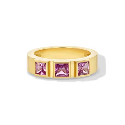 Jewelbird Women's Gold / Pink / Purple Pink Sapphire Band Ring In Multi