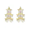Jewelbird Women's Gold / Pink / Purple Pink Sapphire Pagoda Earrings