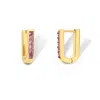 Jewelbird Women's Gold / Pink / Purple Pink Sapphire U-shaped Earrings