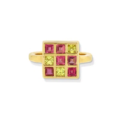 Jewelbird Women's Gold / Pink / Purple Yellow Sapphire & Pink Tourmaline Ring In Multi