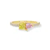Jewelbird Women's Gold / Pink / Yellow Yellow And Pink Sapphire Toi Et Moi Ring