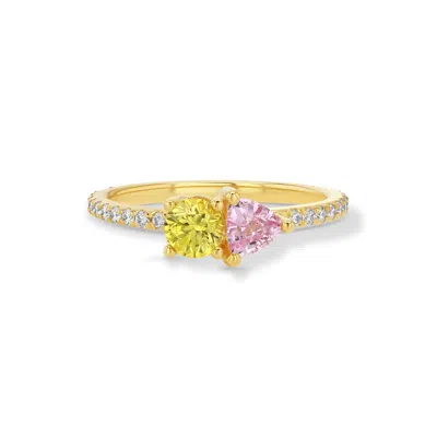 Jewelbird Women's Gold / Pink / Yellow Yellow And Pink Sapphire Toi Et Moi Ring