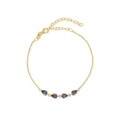 Jewelbird Women's Gold / Purple Gold And Tanzanite Pears Bracelet In Multi