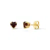 Jewelbird Women's Gold / Red Garnet Heart Stud Earrings