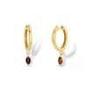 Jewelbird Women's Gold / Red Garnet Marquise Huggies