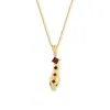 Jewelbird Women's Gold / Red Garnet Snake Pendant