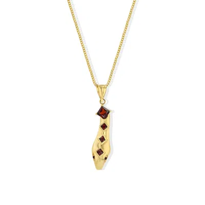 Jewelbird Women's Gold / Red Garnet Snake Pendant