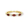 Jewelbird Women's Gold / Red Ruby & Diamond Pinky Ring
