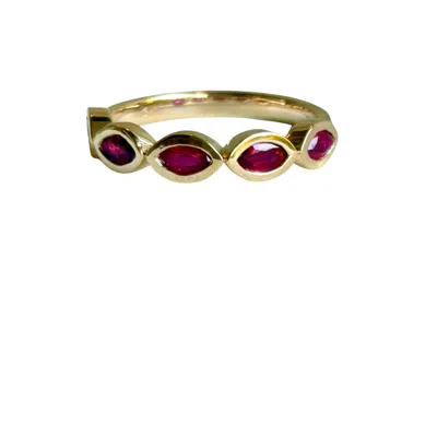 Jewelbird Women's Gold / Red Ruby Marquise Ring In Multi