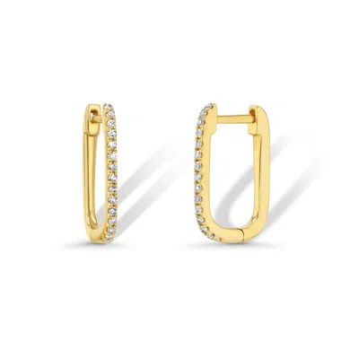 Jewelbird Women's Gold Small U-shaped Diamond Earrings