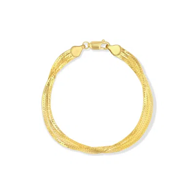Jewelbird Women's Gold Triple Strand Herringbone Bracelet
