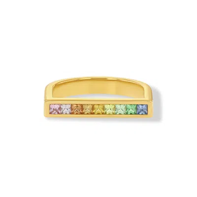 Jewelbird Women's Orange / Gold / Green Peachy Green Sapphire U-shaped Ring