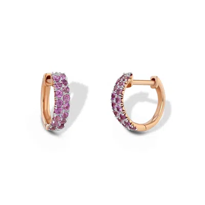 Jewelbird Women's Pink / Purple Rose Gold Pink Sapphire Huggie Earrings