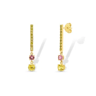 Jewelbird Women's Pink / Purple / Yellow Yellow Diamond & Sapphire Earrings In Multi