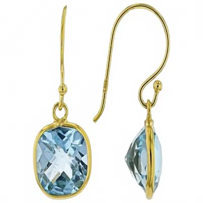 Jewelit Women's Topaz Cushion Cut Dangle Earrings In Blue