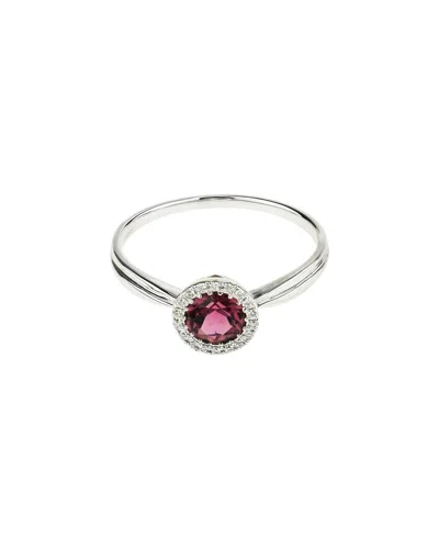 Jewelmak 14k 0.06 Ct. Tw. Diamond & Pink Tourmaline Ring In Metallic