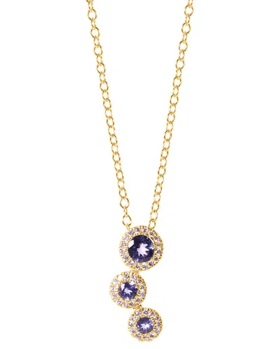 Jewelmak 14k 0.53 Ct. Tw. Diamond & Tanzanite Pendant Necklace In Gold