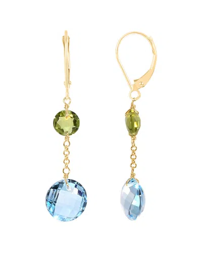 Jewelmak 14k 10.14 Ct. Tw. Gemstone Dangle Earrings In Blue