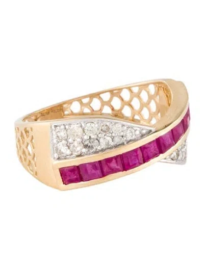 Pre-owned Jewelmak 14k 1.05ctw Ruby & Diamond Band In Multi