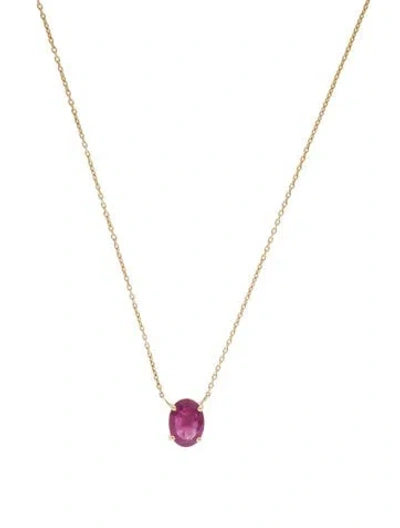 Pre-owned Jewelmak 14k 1.08ct Ruby Pendant Necklace, 18" In Multi