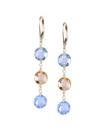 Jewelmak 14k 11.66 Ct. Tw. Gemstone Coin Earrings In Blue