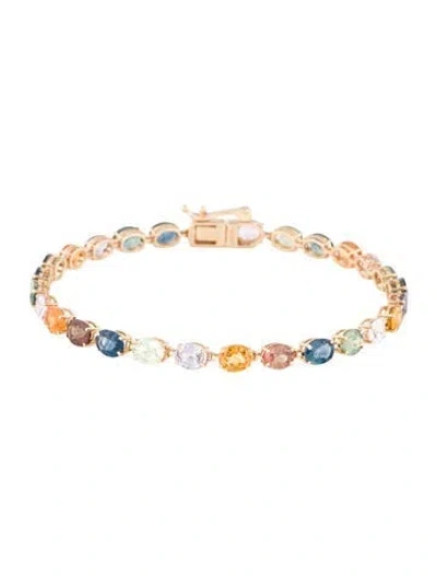 Pre-owned Jewelmak 14k 12.26ctw Sapphire Tennis Bracelet, 7" In Multi
