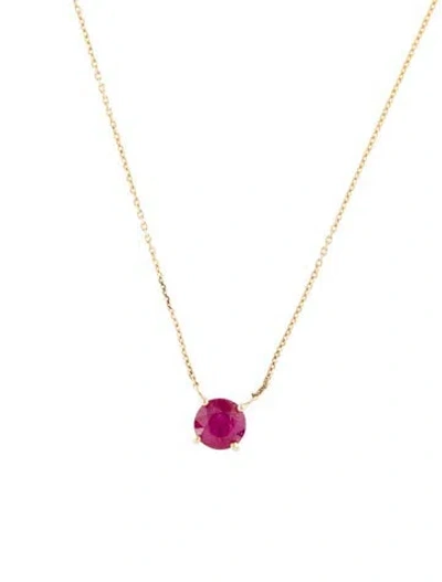 Pre-owned Jewelmak 14k 1.24ct Ruby Pendant Necklace, 18" In Multi