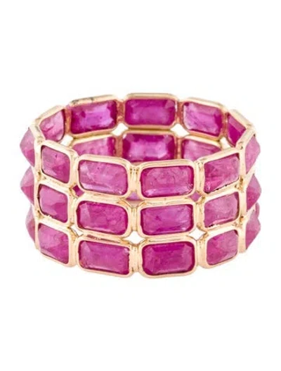 Pre-owned Jewelmak 14k 12.54ctw Glass-filled Ruby Eternity Band In Multi