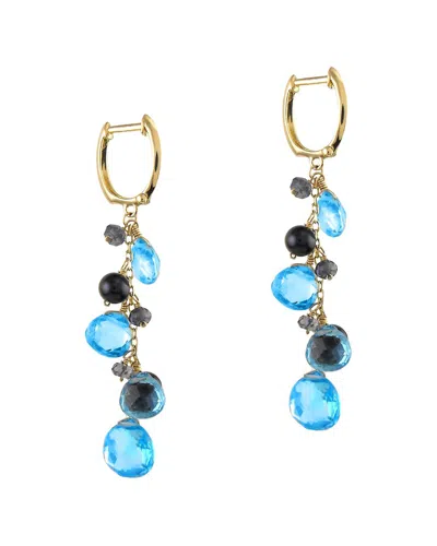 Jewelmak 14k 12.56 Ct. Tw. Swiss Blue Topaz Earrings