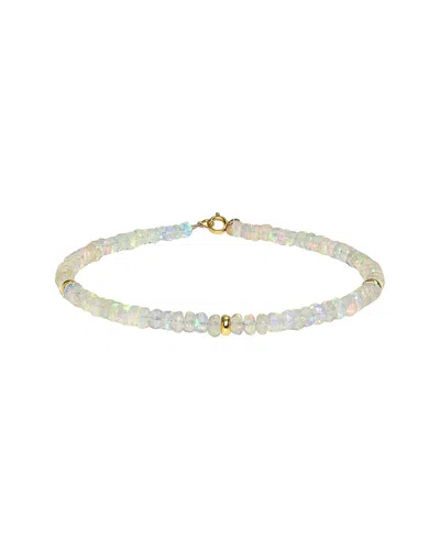 Jewelmak 14k 13.00 Ct. Tw. Ethiopian Opal Bracelet In White