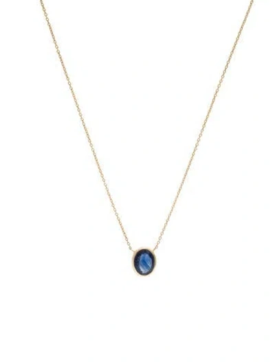 Pre-owned Jewelmak 14k 1.34ct Sapphire Pendant Necklace, 18" In Multi