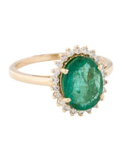 Pre-owned Jewelmak 14k 1.58ct Emerald & Diamond Cocktail Ring In Multi