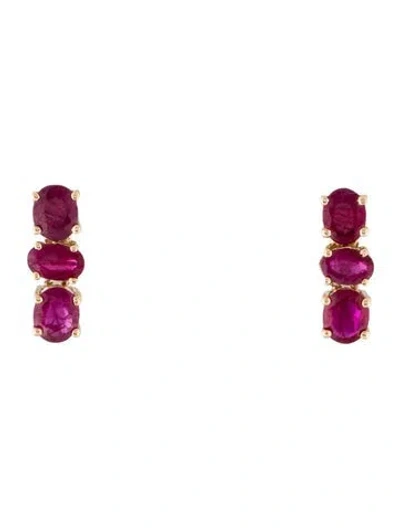 Pre-owned Jewelmak 14k 1.58ctw Ruby Drop Earrings In Multi