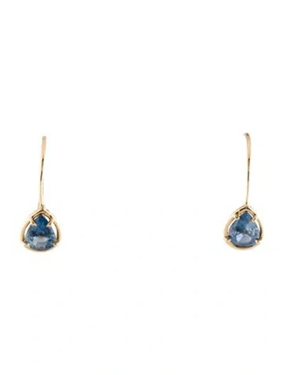 Pre-owned Jewelmak 14k 1.66ctw Sapphire Drop Earrings W/ Tags In Multi