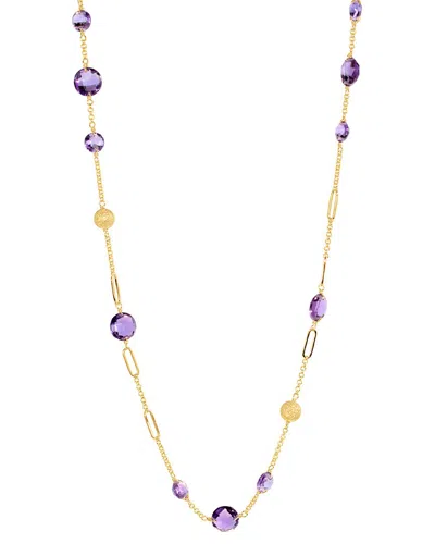 Jewelmak 14k 17.00 Ct. Tw. Amethyst Station Necklace In Purple