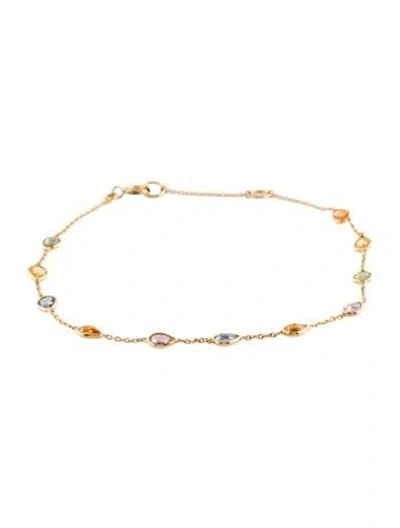 Pre-owned Jewelmak 14k 1.77ctw Sapphire Station Bracelet, 7.5" In Multi