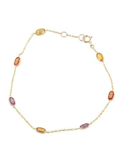 Pre-owned Jewelmak 14k 1.84ctw Sapphire Station Bracelet, 6.75" In Multi