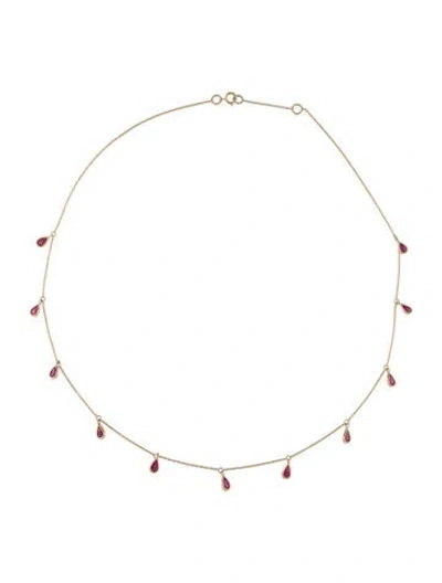 Pre-owned Jewelmak 14k 1.98ctw Ruby Station Necklace, 18" In Multi