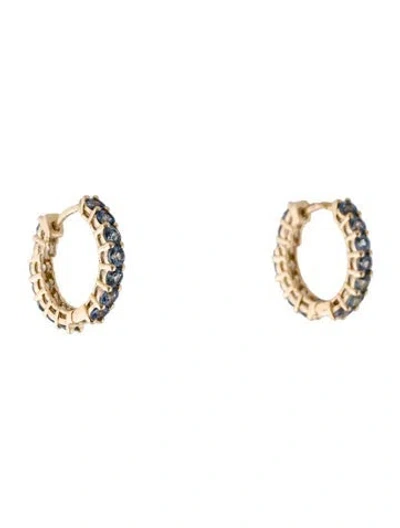 Pre-owned Jewelmak 14k 2.21ctw Sapphire Hoop Earrings In Multi