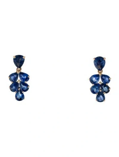 Pre-owned Jewelmak 14k 2.51ctw Sapphire Drop Earrings In Multi
