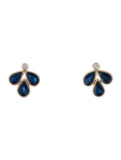 Pre-owned Jewelmak 14k 2.59ctw Sapphire & Diamond Stud Earrings In Multi
