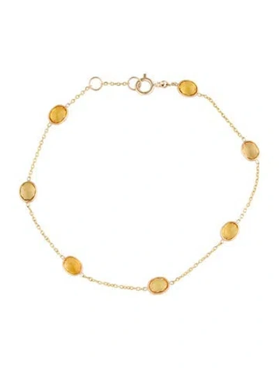 Pre-owned Jewelmak 14k 2.82ctw Yellow Sapphire Station Bracelet, 6.75" In Multi