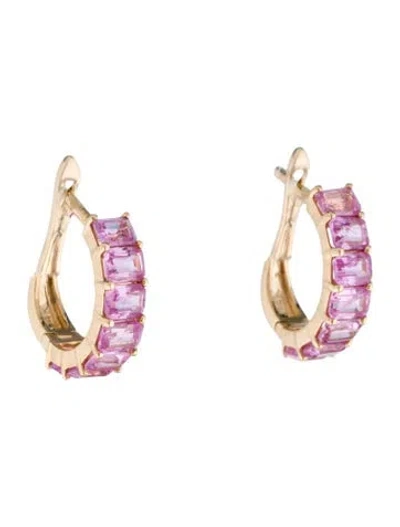 Pre-owned Jewelmak 14k 2.87ctw Sapphire Hoop Earrings In Multi