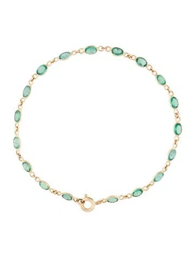 Pre-owned Jewelmak 14k 2.92ctw Emerald Link Bracelet, 6.5" In Multi