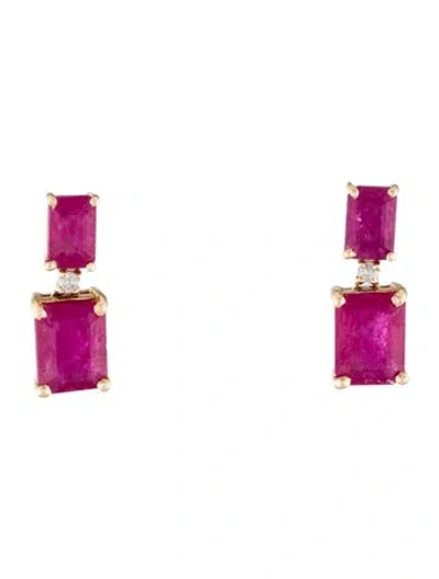 Pre-owned Jewelmak 14k 3.09ctw Ruby & Diamond Drop Earrings In Multi