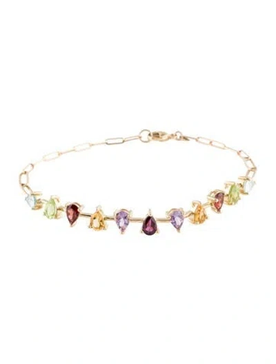 Pre-owned Jewelmak 14k 3.85ctw Ruby Station Bracelet, 7.25", 7.25" In Multi