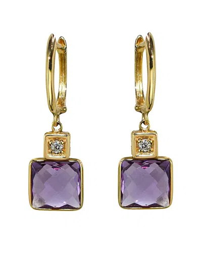 Jewelmak 14k 4.70 Ct. Tw. Diamond & Amethyst Hoops In Purple