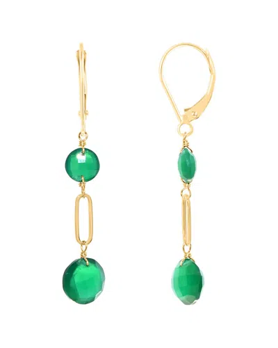 Jewelmak 14k 5.00 Ct. Tw. Green Onyx Dangle Earrings