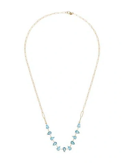 Pre-owned Jewelmak 14k 5.05ctw Topaz Collar Necklace, 18" In Multi