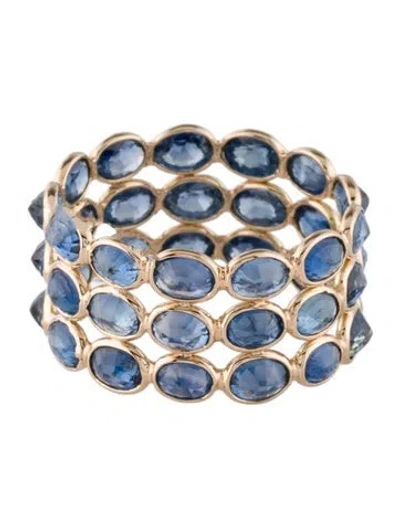 Pre-owned Jewelmak 14k 6.20ctw Sapphire Three Row Band In Multi